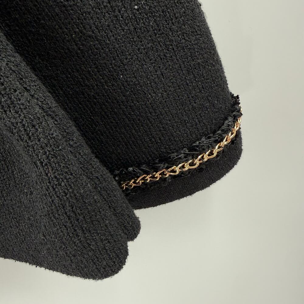 Endless Rose Cardigan Womens Size Small NWT Chain Trim Black Gold Sweater Blazer - Picture 13 of 16
